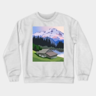 Living in countryside near lake and mountains Crewneck Sweatshirt